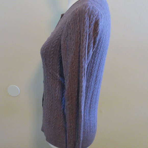 EDDIE BAUER BUTTON FRONT LONG SLEEVED PURPLE SWEATER SMALL - Picture 4 of 5